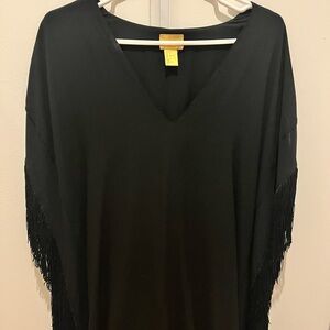 H&M Black Maxi Dress with Fringe gold label